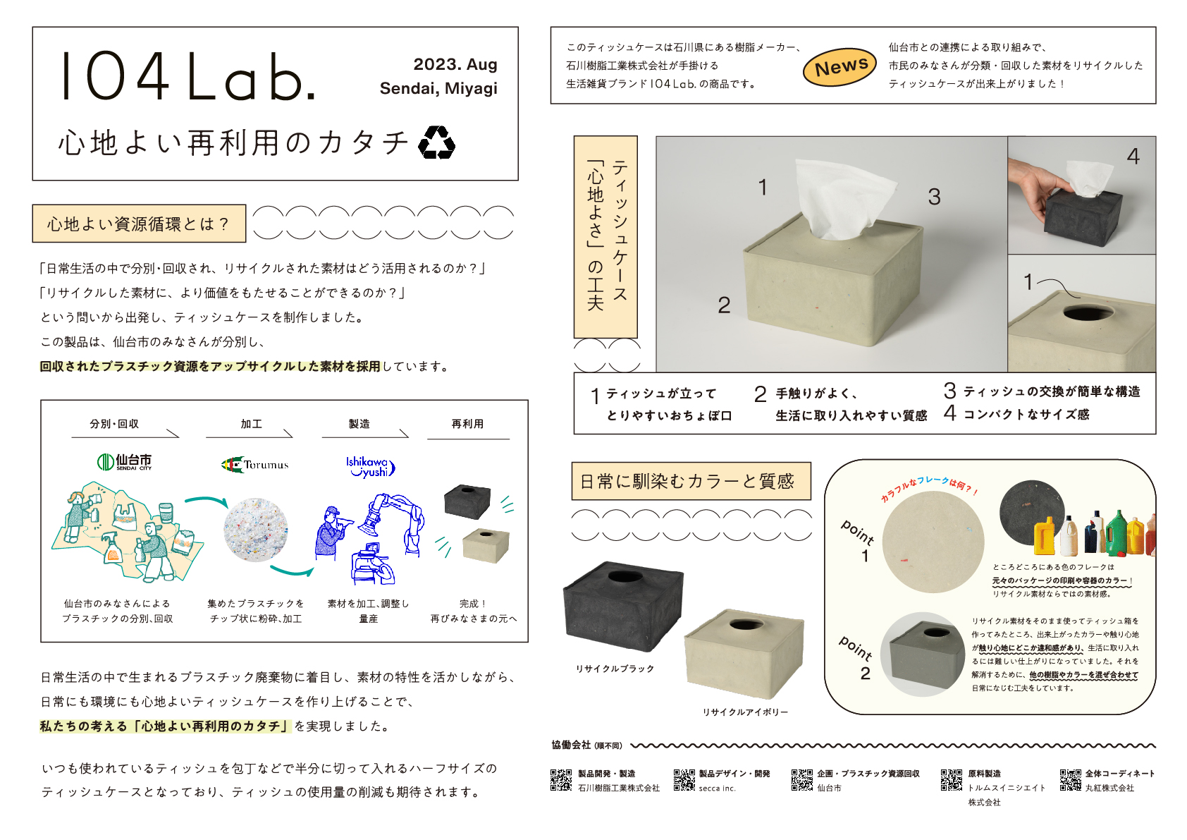 回収したプラスチック資源を活用した、リサイクルティッシュケースを商品化！ | ワケルネット - 仙台市ごみ減量・リサイクル情報総合サイト